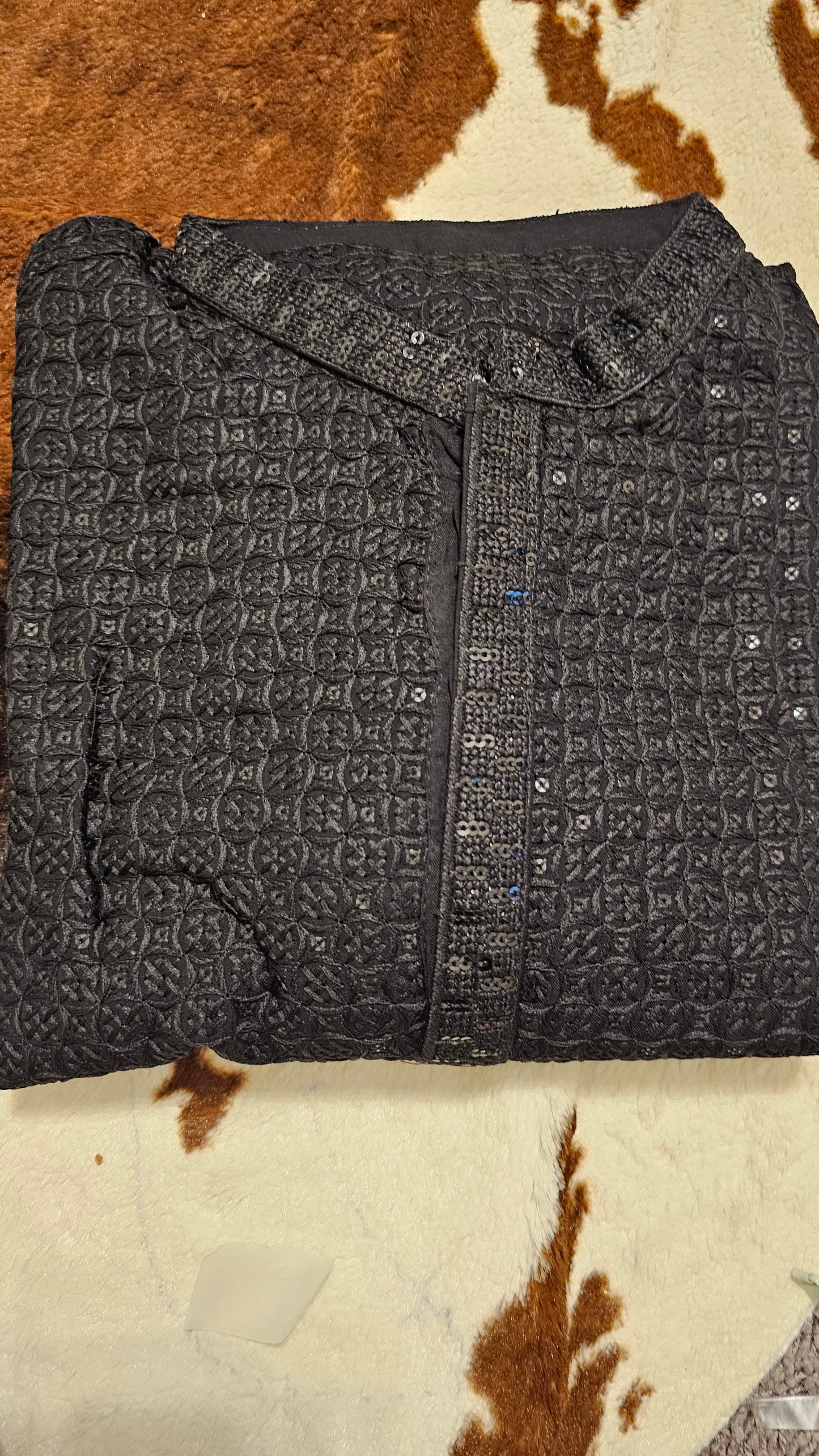 Mens Chikankari Kurti Sequins Work