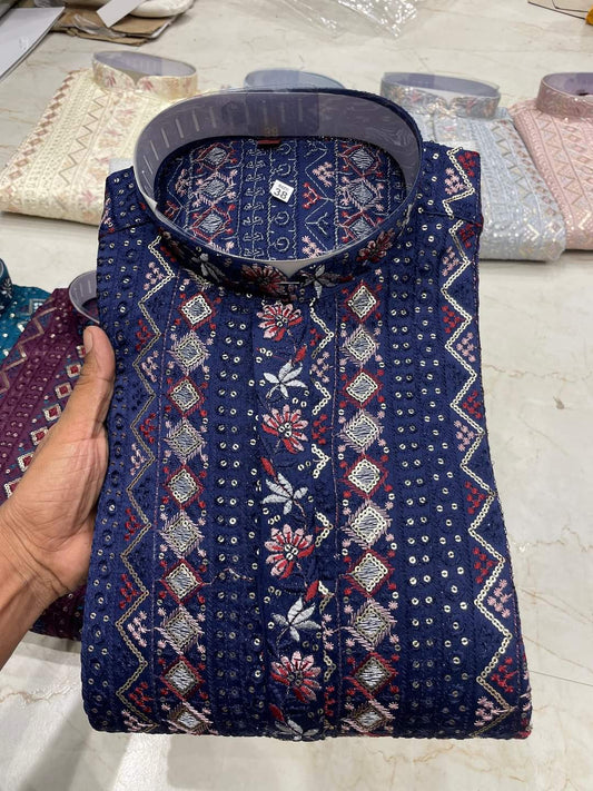 Mens Chikankari Kurta