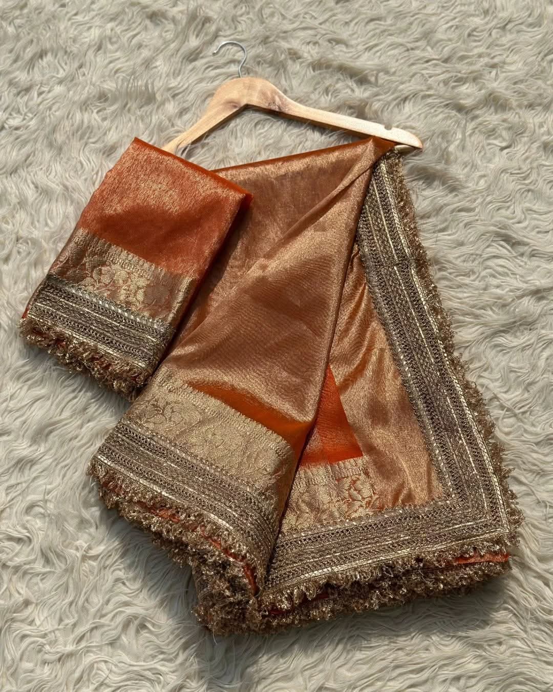 Orange Banarsi Tissue Saree