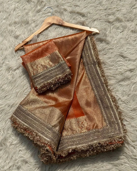 Orange Banarsi Tissue Saree