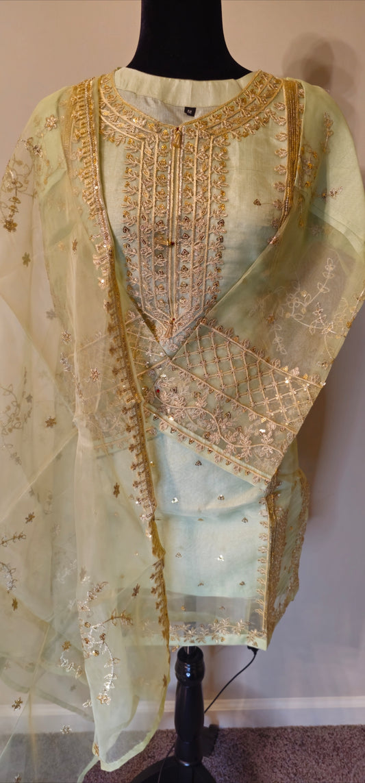 Soft organza embroidered 3pcs