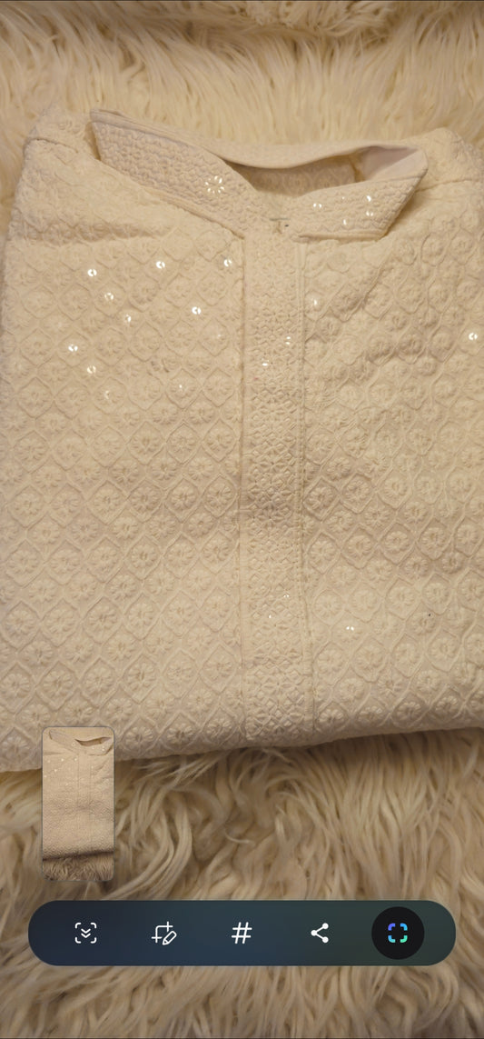 Mens Chikankari Kurta Size 38