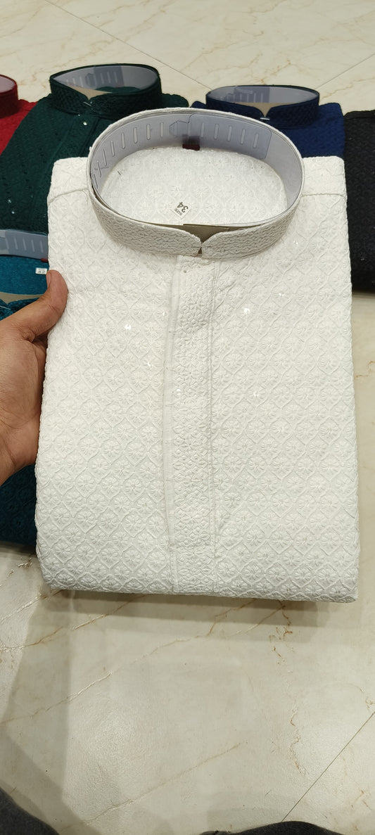 Mens Chikankari Kurta