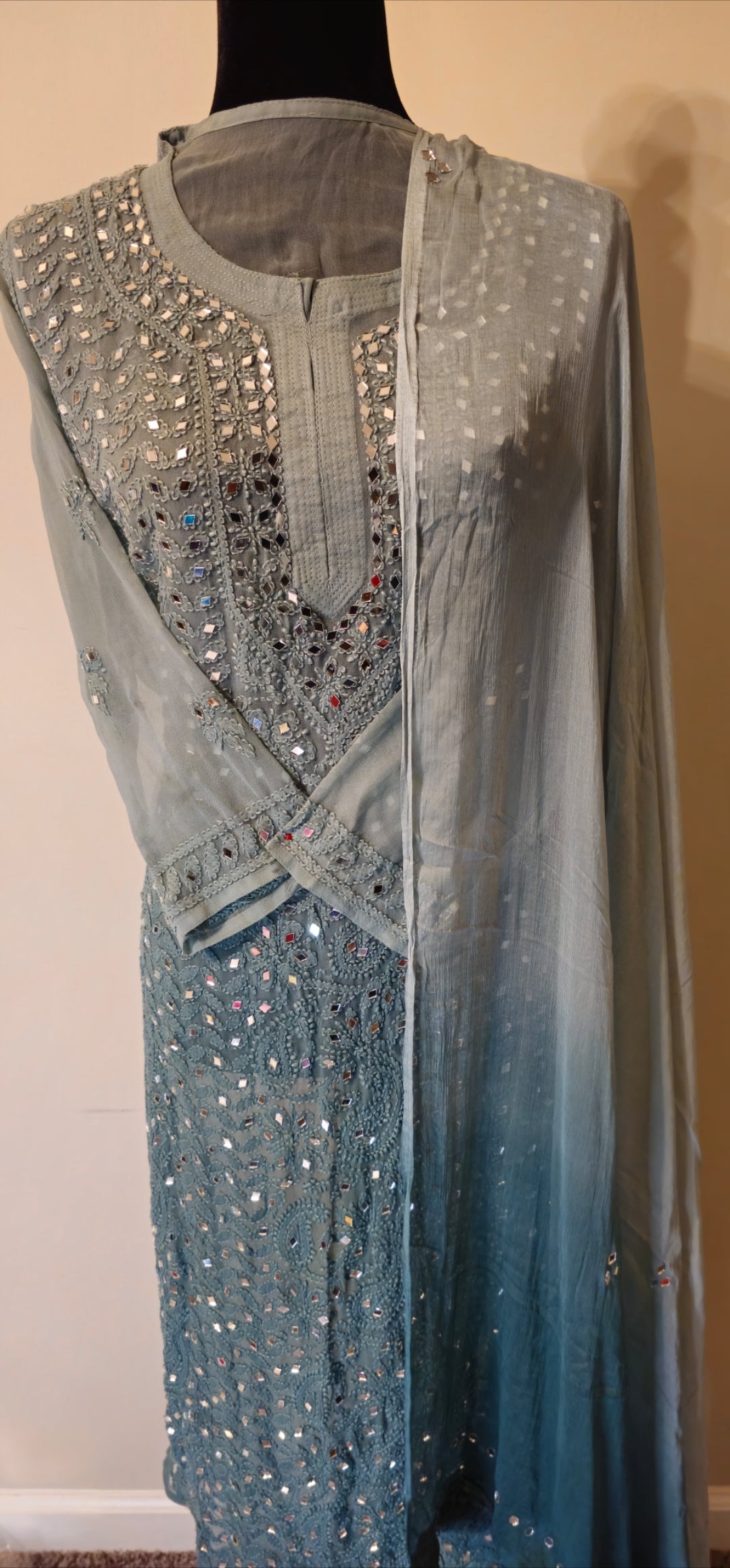 Georgette Chikankari Sharara 4pcs