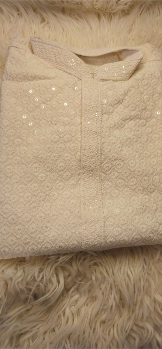 Mens Chikankari Kurta Size 38