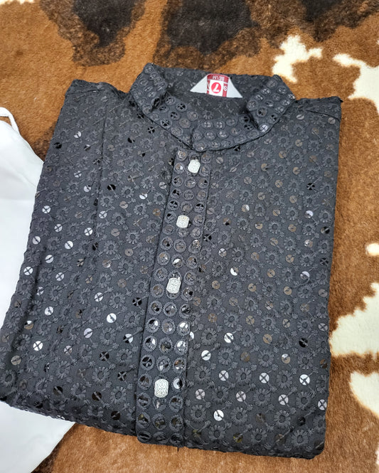 Chest 42 Mens Chikankari with Sequins work (Pants included)